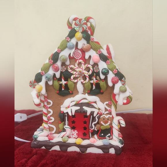 Kurt Adler 8 5/8-Inch Claydough and Metal Candy House with C7 UL Lighted Deco... - Picture 1 of 6